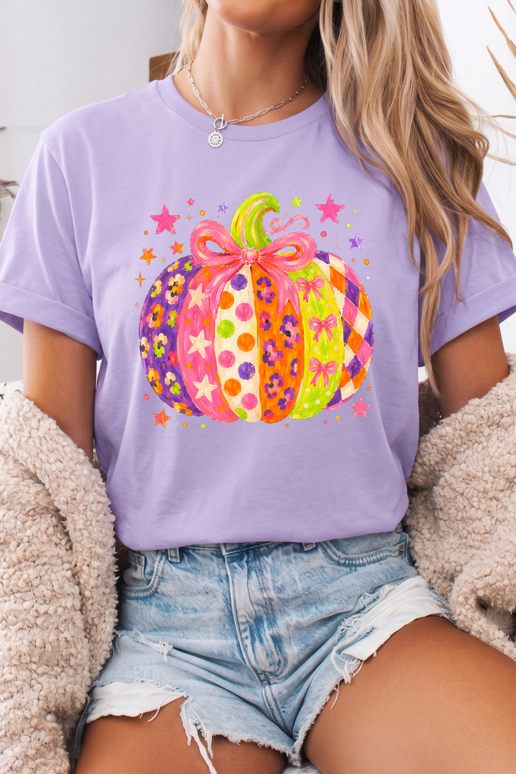 Emery Paige Orchid Petal Playful Pumpkin Printed Graphic T-Shirt