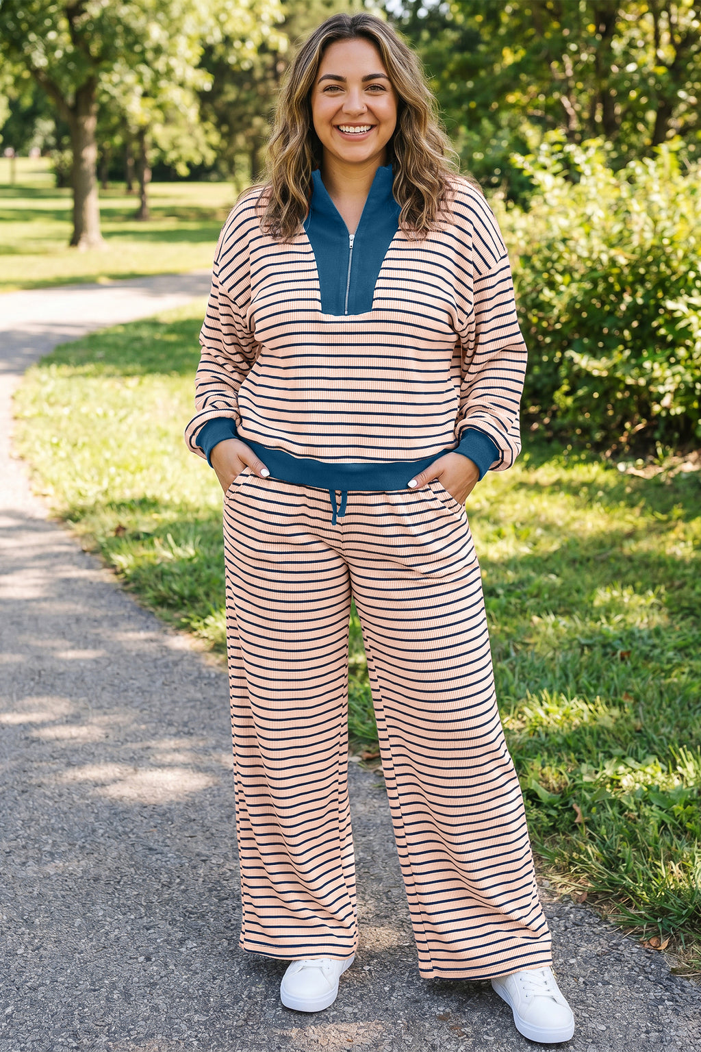 Sienna Rose Striped V-Neck Set