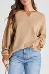 Hazel Blues® |  Waffle-Knit Long Sleeve Sweatshirt