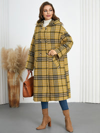 Hazel Blues® |  Plaid Double-Breasted Long Sleeve Longline Coat