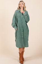 Hazel Blues® |  Mittoshop Mineral Wash Cotton Gauze Midi Shirt Dress