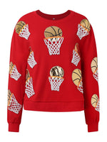 Hazel Blues® |  Basketball Round Neck Long Sleeve Sweatshirt