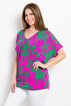 Hazel Blues® |  Be Stage Contrast Printed Short Sleeve Top