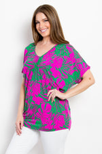 Hazel Blues® |  Be Stage Contrast Printed Short Sleeve Top