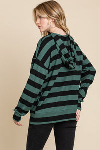 Hazel Blues® |  BOMBOM Drawstring Striped Dropped Shoulder Hoodie