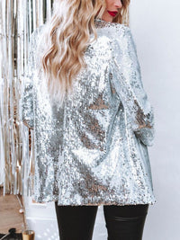 Hazel Blues® |  Sequin Lapel Collar Long Sleeve Blazer