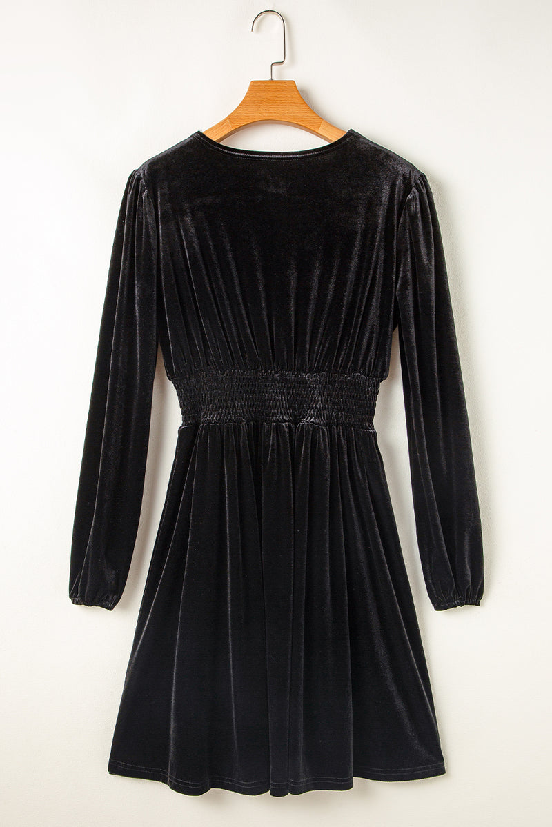 Hazel Blues® |  Surplice Long Sleeve Velvet Dress