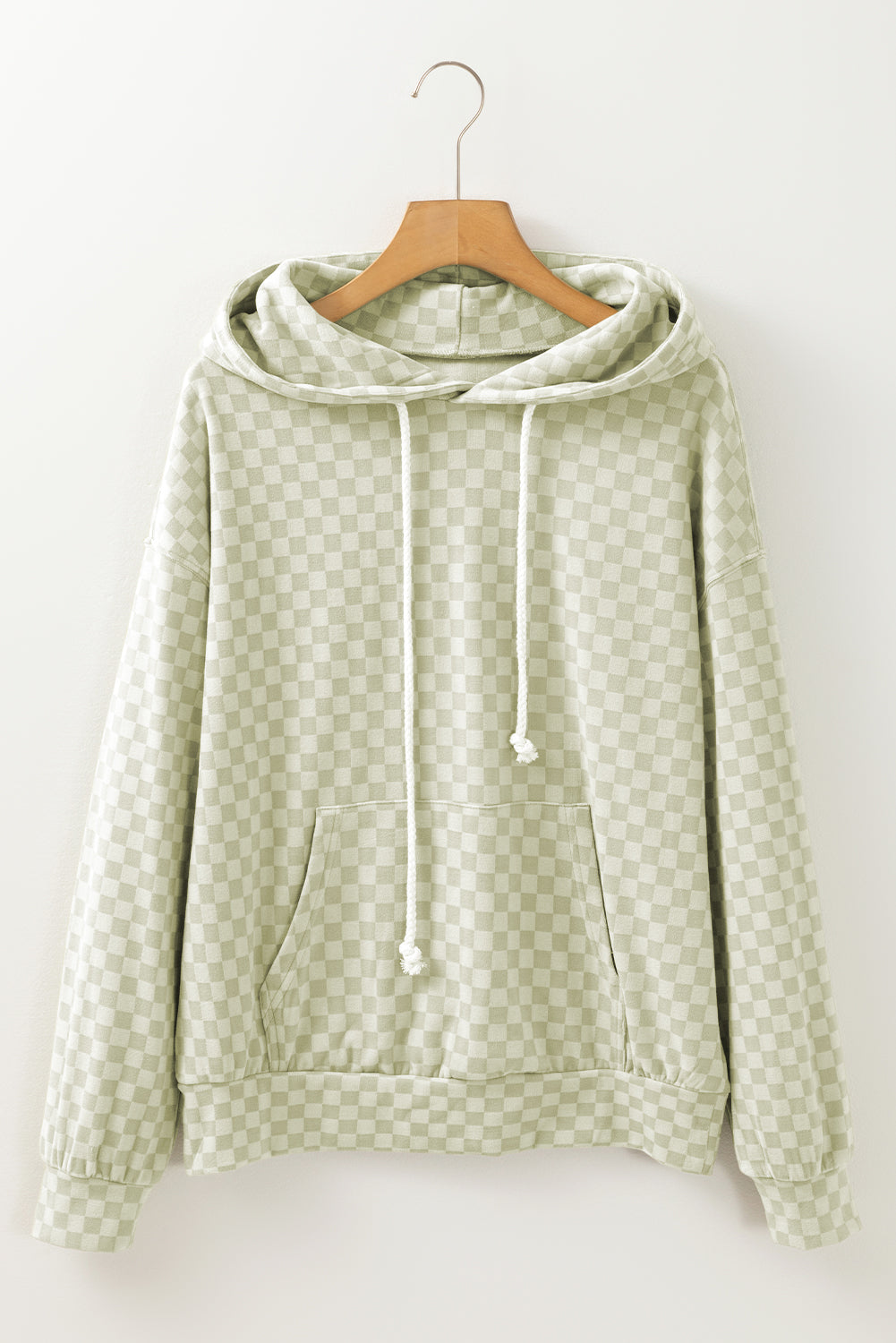 Hazel Blues® |  Checkered Print Kangaroo Pocket Drawstring Hoodie