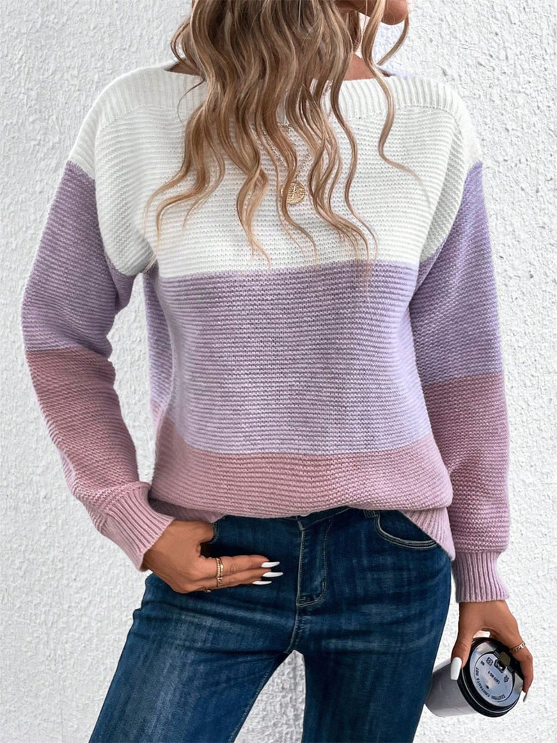 Hazel Blues® |  Color Block Drop Shoulder Long Sleeve Sweater