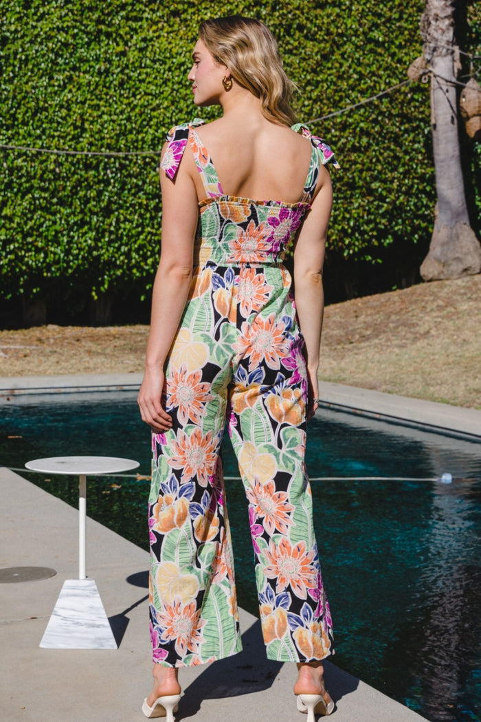 Hazel Blues® |  ODDI Floral Sleeveless Wide Leg Jumpsuit