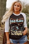 Hazel Blues® |  Brown Western Yeehaw Graphic Vintage Raglan Long Sleeve Top