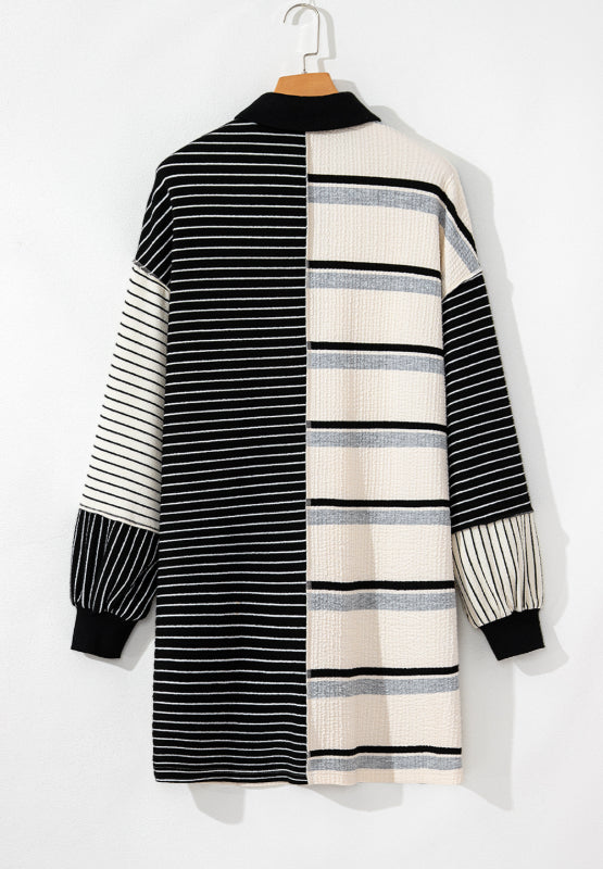 Hazel Blues® |  Striped Patchwork Long Sleeve Mini Dress