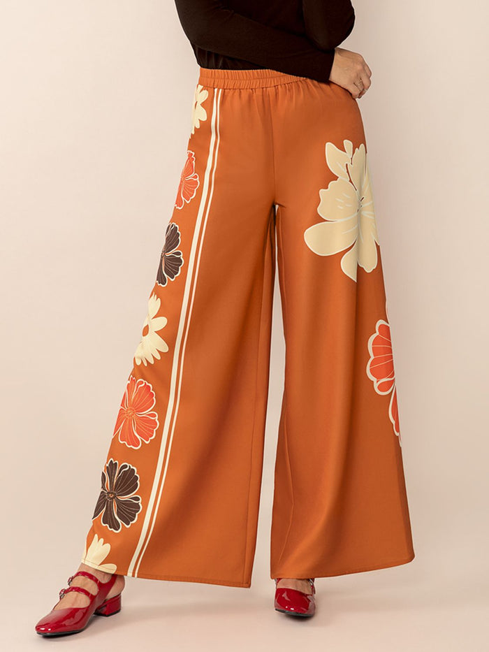 Hazel Blues® |  Printed Elastic Waist Wide Leg Pants