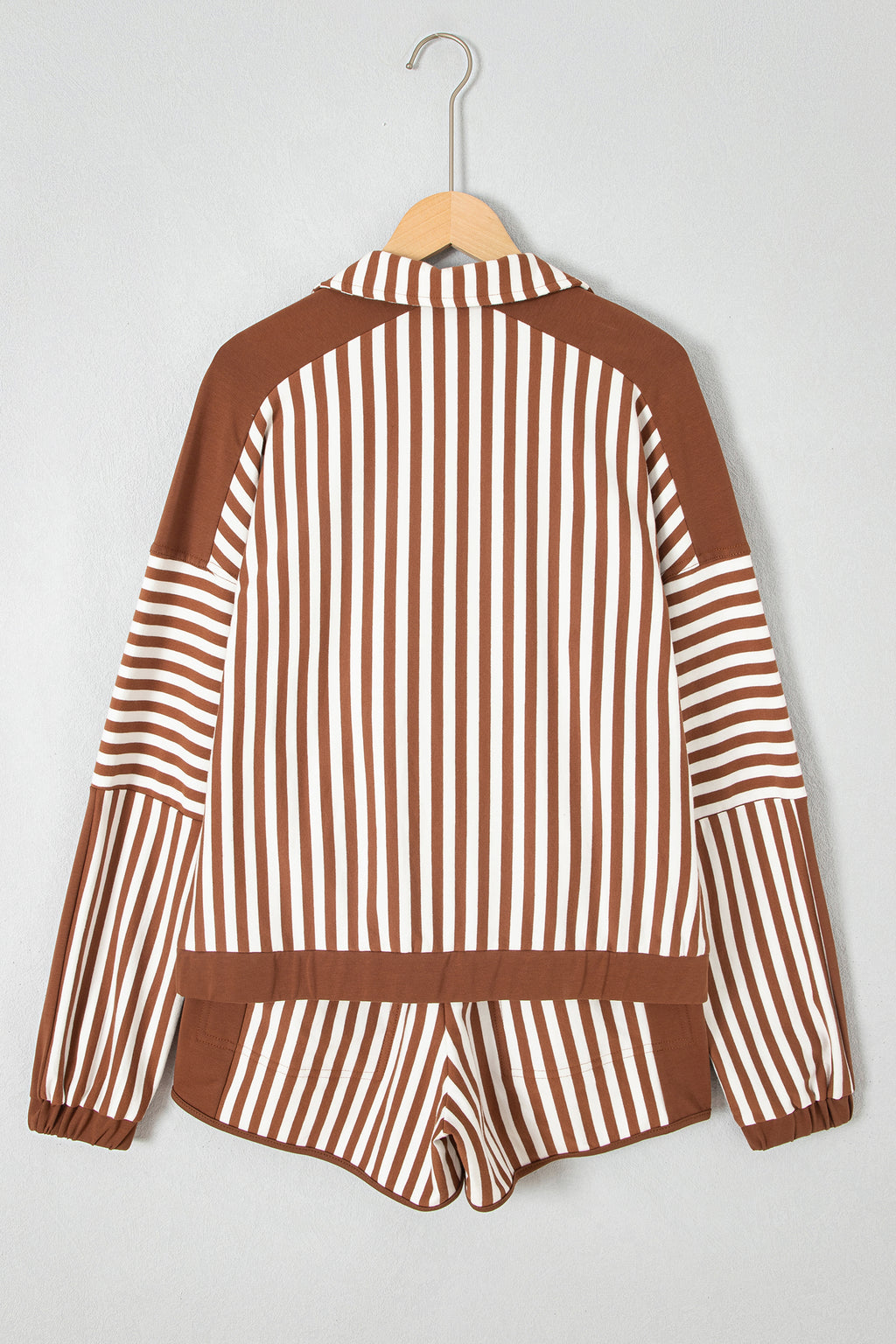 Slow Mood Striped Quarter-Zip Shorts