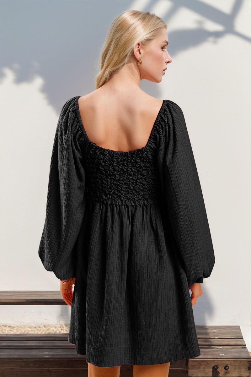 double take mini dress Double Take Smocked Sweetheart Neck Flounce Sleeve Mini Dress Strawberry / S