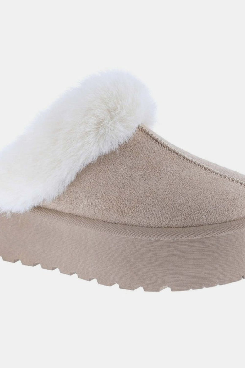 Hazel Blues® |  Weeboo Thick Bottom Fur Trim Snow Slippers