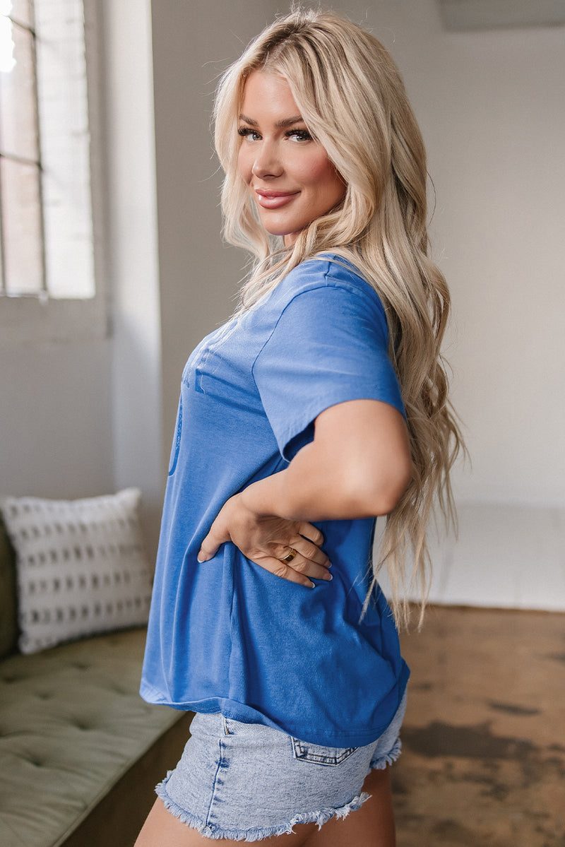 Hazel Blues® |  Sky Blue Vintage MOTHERHOOD Letter Graphic T Shirt