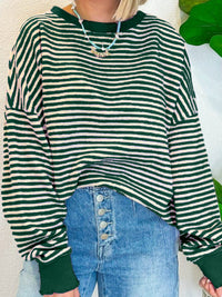 Hazel Blues® |  Striped Round Neck Long Sleeve Sweatshirt