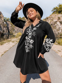 Hazel Blues® | Embroidered Long Sleeve Mini Dress