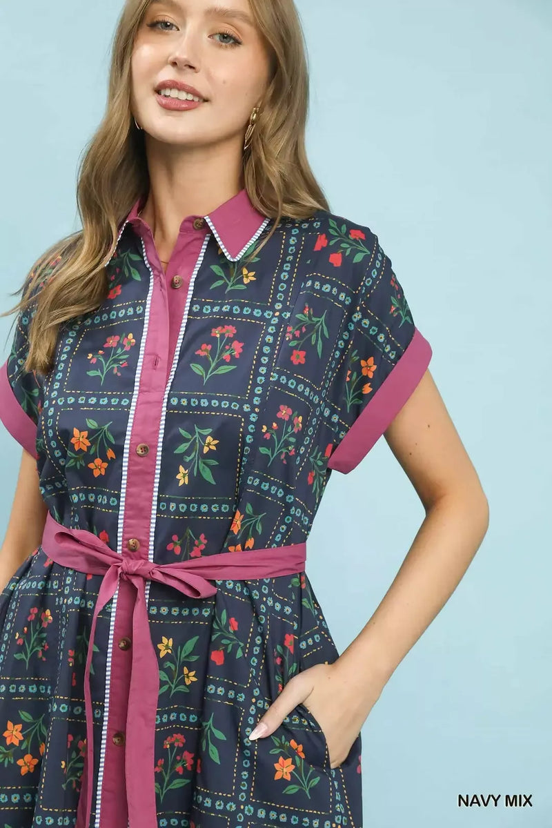 knee length dresses for ladies Garden Charm Floral Button Down Midi Dress Curves – Impressions Online  Boutique main image 0