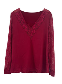 Hazel Blues® |  Lace Detail V-Neck Long Sleeve Blouse