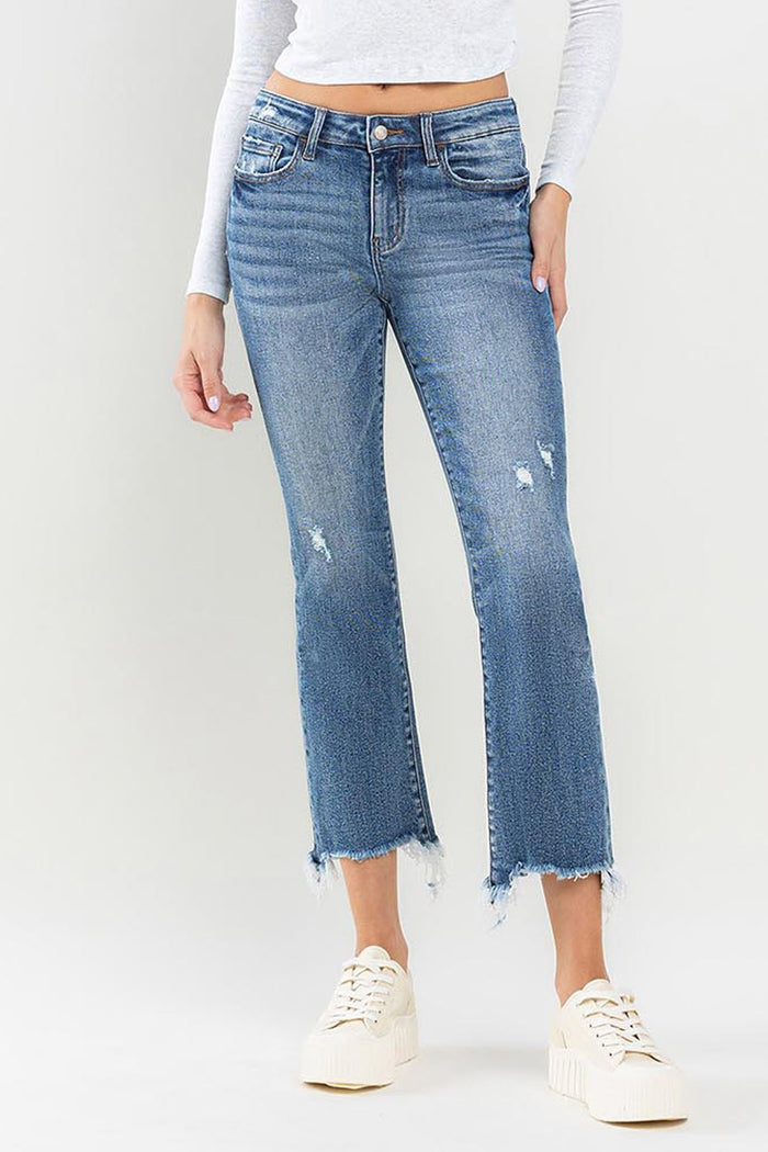 Hazel Blues® |  Lovervet Mid Rise Frayed Hem Jeans