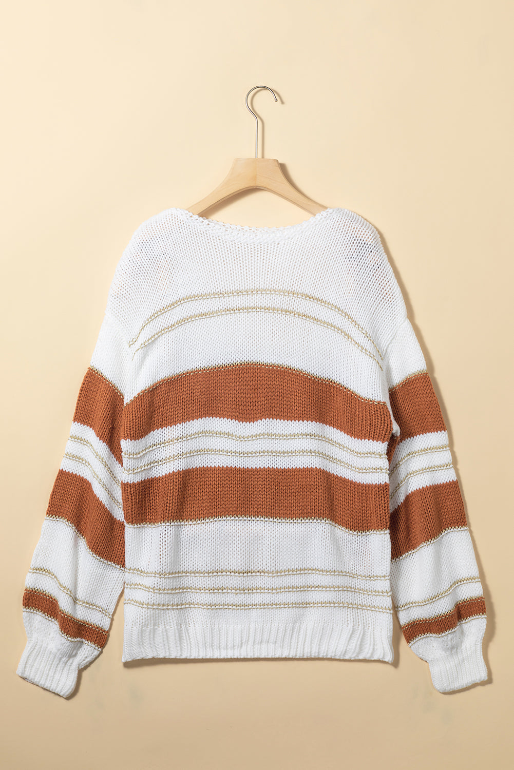 Hazel Blues® |  Striped Round Neck Dropped Shoulder Sweater