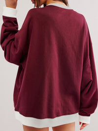 Hazel Blues® |  Contrast Dropped Shoulder Long Sleeve Sweatshirt