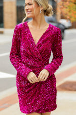 Hazel Blues® |  Sequin Surplice Long Sleeve Mini Dress