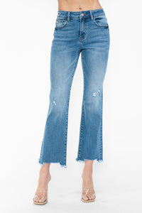 Hazel Blues® |  bytos Raw Hem Distressed Mid Rise Crop Jeans