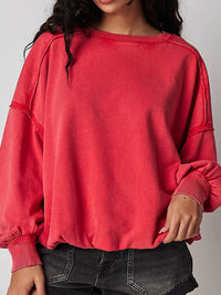 Hazel Blues® |  Exposed Seam Round Neck Long Sleeve Sweatshirt