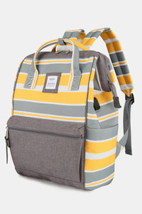 Hazel Blues® |  Himawari Striped Waterproof Nylon Backpack Bag with Side Pockets