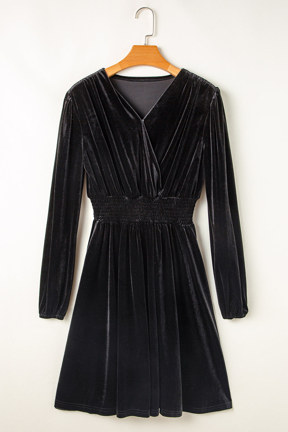 Hazel Blues® |  Surplice Long Sleeve Velvet Dress