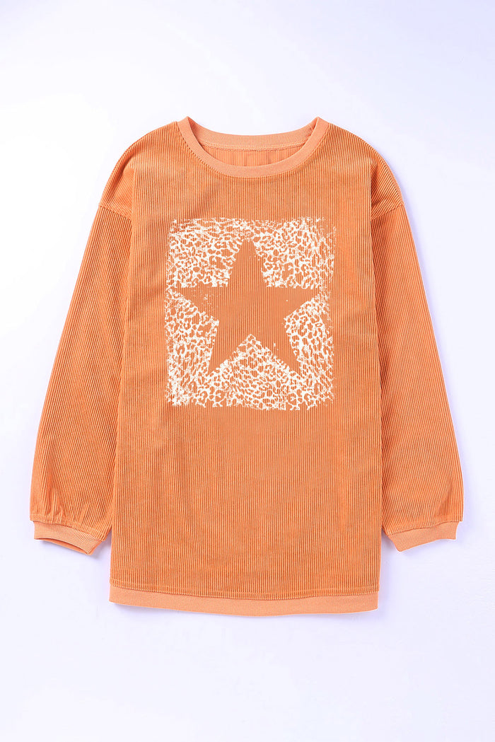 Hazel Blues® |  Star Round Neck Long Sleeve Oversize Sweatshirt