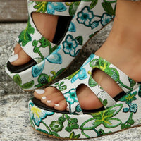 Hazel Blues® |  Cutout Floral Peep Toe Sandals