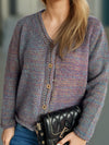 Hazel Blues® |  Heathered V-Neck Long Sleeve Cardigan