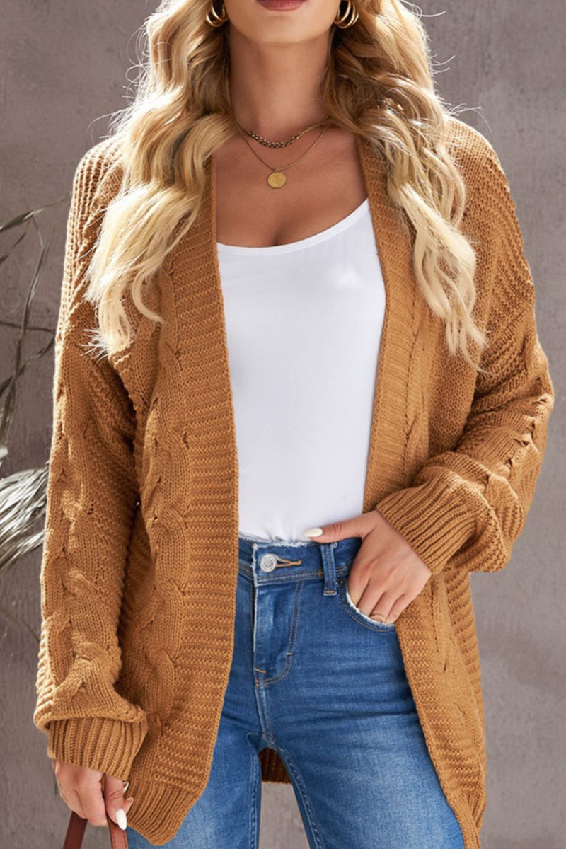 Hazel Blues® |  Cable-Knit Open Front Cardigan