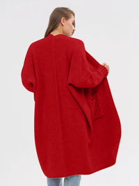 Pocketed Open Front Long Sleeve Longline Cardigan