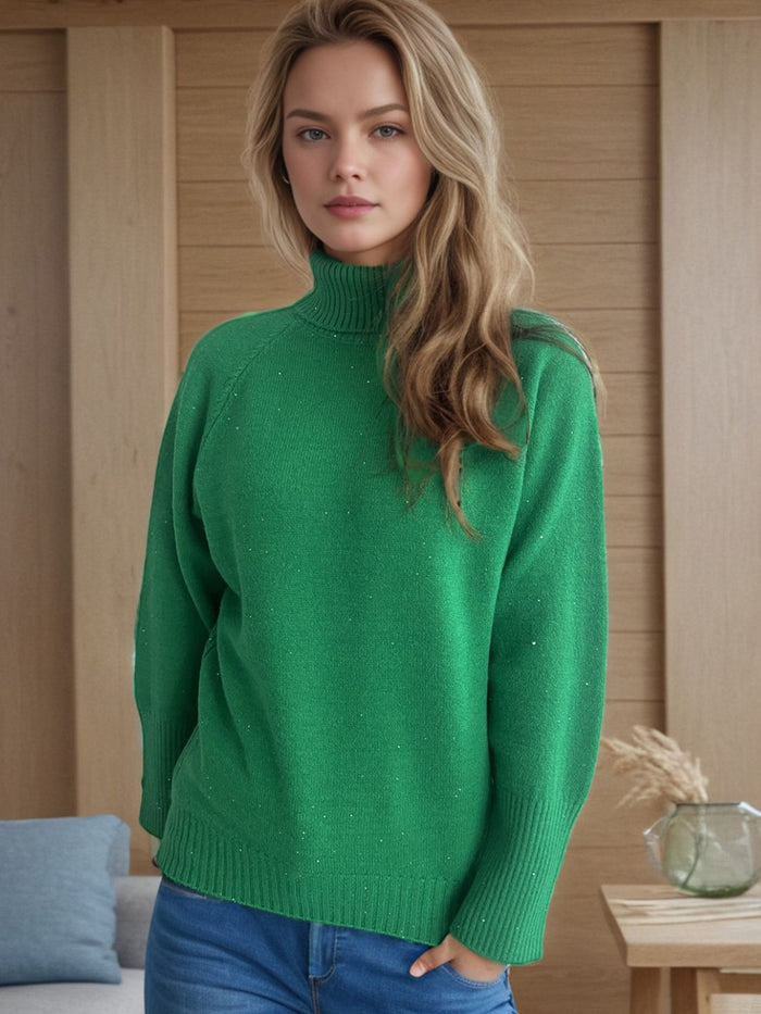 Hazel Blues® |  Turtleneck Raglan Sleeve Sweater