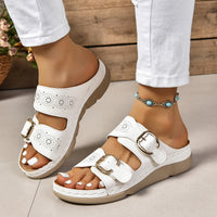 Hazel Blues® |  PU Leather Open Toe Buckle Sandals