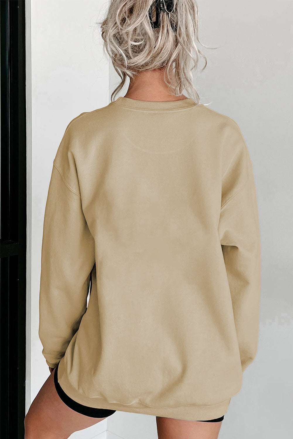 Hazel Blues® |  Parchment thankful Embroidered Drop Shoulder Pullover Sweatshirt