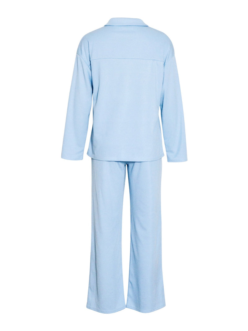 Hazel Blues® |  Collared Neck Long Sleeve Top and Drawstring Pants Set