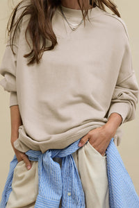 Hazel Blues® |  Side Slit Round Neck Long Sleeve Sweatshirt