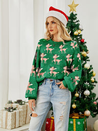 Hazel Blues® |  Reindeer Round Neck Long Sleeve Sweater