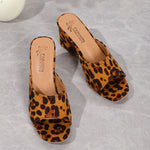 Hazel Blues® |  Leopard Block Heel Suede Sandals