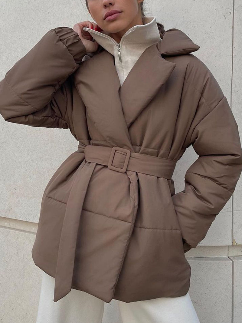 Hazel Blues® |  Puffer Long Sleeve Winter Coat with Belt