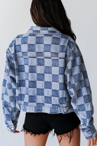 Hazel Blues® |  Checkered Button Up Denim Jacket