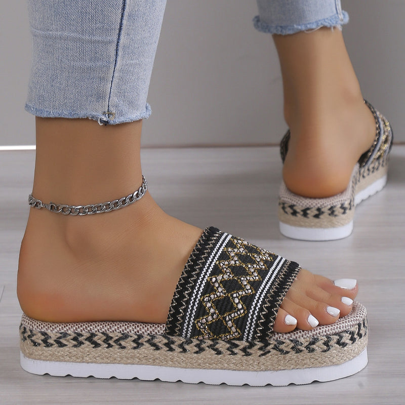 Hazel Blues® |  Geometric Weave Platform Sandals