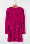 Hazel Blues® |  Sequin Surplice Long Sleeve Mini Dress