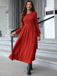 Hazel Blues® |  Ribbed Round Neck Long Sleeve Dress